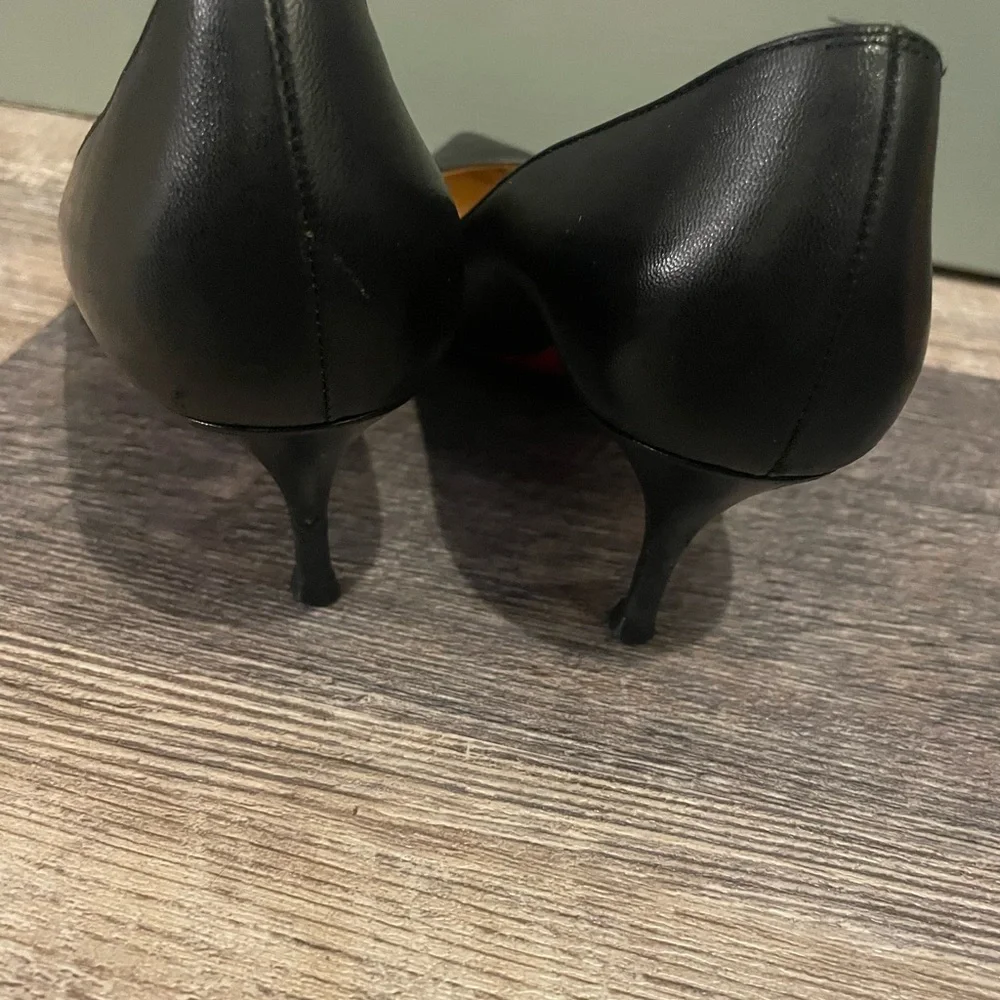 Christian Louboutin matte Black Pointed Heels red bottom women’s shoes sz 6 / 36 - Picture 4 of 8